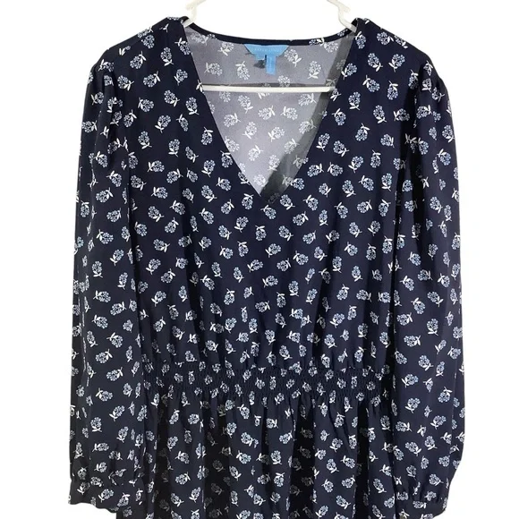 Draper James Navy Floral Peasant Dress - Picture 2 of 8
